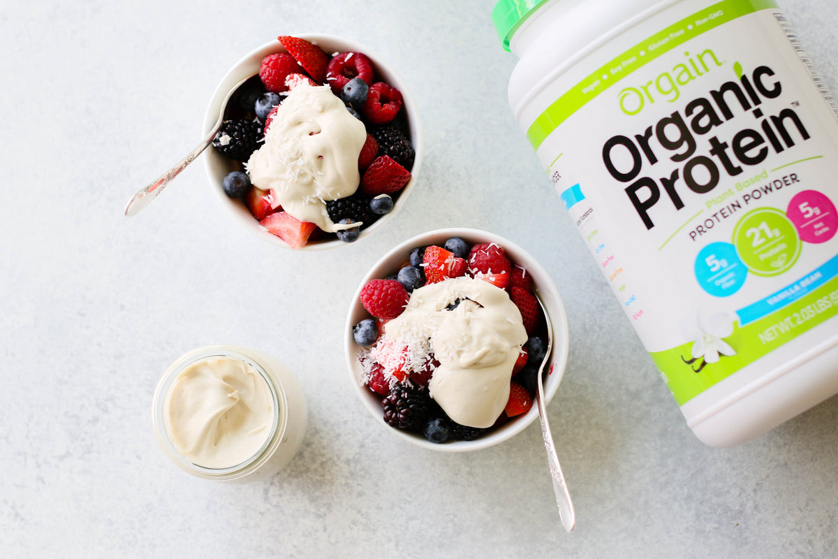 Fruit Salad with Clean Coconut Protein Cream