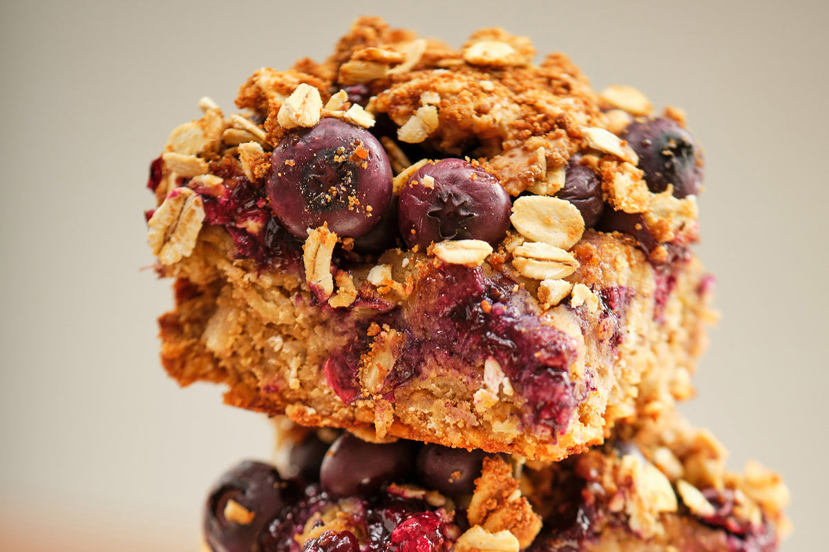 Protein + Oatmilk Blueberry Bars