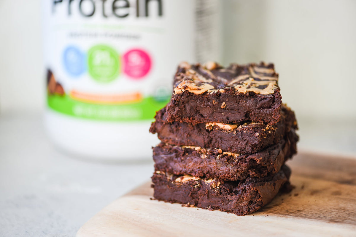 Vegan Chocolate Peanut Butter Fudgy Protein Brownies