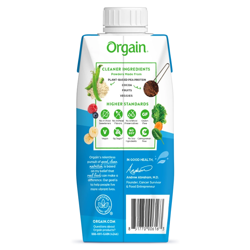 Back of 20g Plant-Based Protein Shake Creamy Chocolate Flavor 