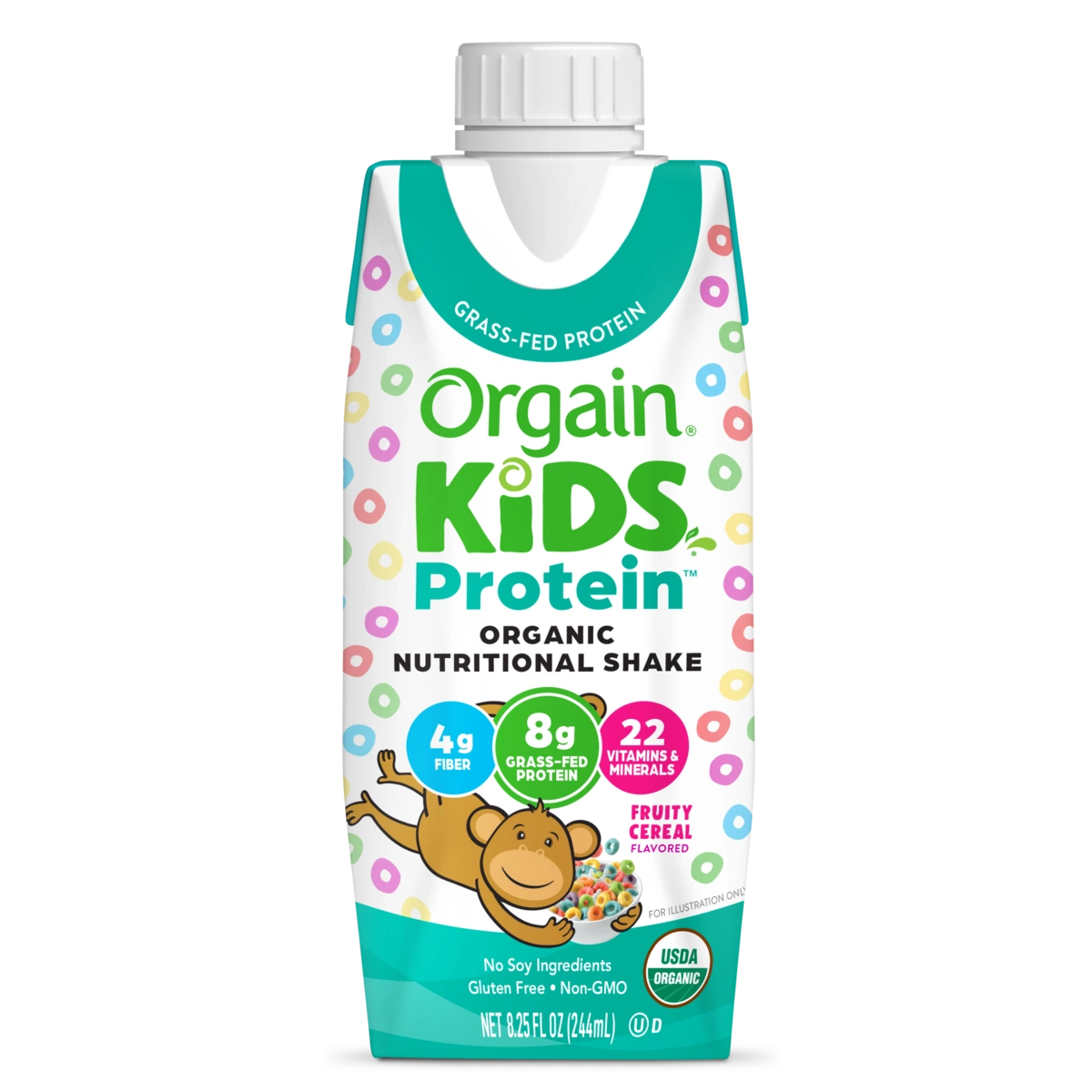 Front of Kids Protein Organic Nutrition Shake - Fruity Cereal Flavor 